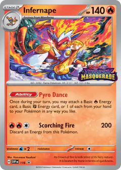 Infernape 116 Promo card from Scarlet & Violet Black Star Promos