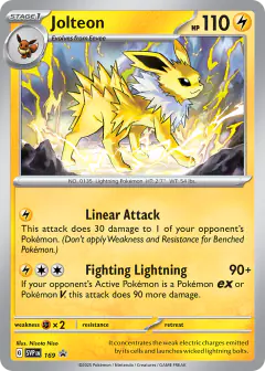 Jolteon 169 Promo card from Scarlet & Violet Black Star Promos