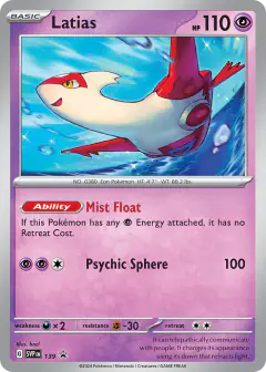Latias 139 Promo card from Scarlet & Violet Black Star Promos