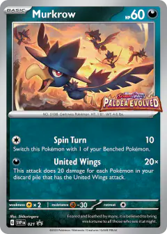 Murkrow 021 Promo card from Scarlet & Violet Black Star Promos