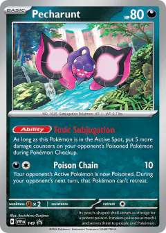Pecharunt 149 Promo card from Scarlet & Violet Black Star Promos
