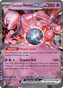 Team Rocket’s Mewtwo ex 205 Promo card from Scarlet & Violet Black Star Promos