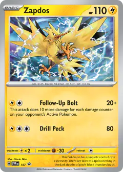 Zapdos 157 Promo card from Scarlet & Violet Black Star Promos