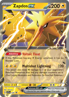 Zapdos ex 049 Promo card from Scarlet & Violet Black Star Promos