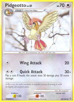 Pidgeotto 58/132 Uncommon card from Secret Wonders