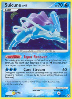 Suicune 19/132 Rare Holo card from Secret Wonders