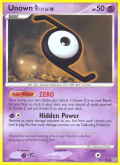 Unown [Z] 72/132 Uncommon card from Secret Wonders