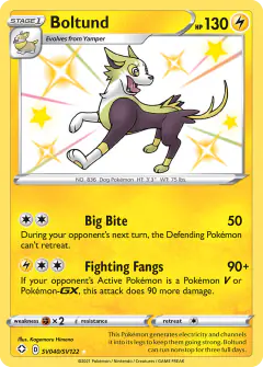 Boltund SV040/SV122 Rare Shiny card from Shining Fates