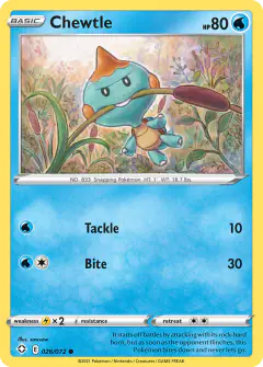 Chewtle 026/072 Common card from Shining Fates