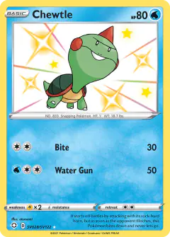 Chewtle SV028/SV122 Rare Shiny card from Shining Fates