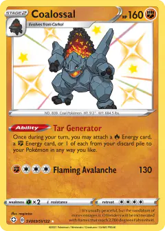 Coalossal SV069/SV122 Rare Shiny card from Shining Fates