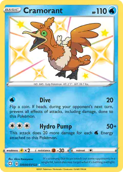 Cramorant SV030/SV122 Rare Shiny card from Shining Fates