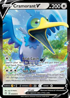 Cramorant V 054/072 Rare Holo V card from Shining Fates