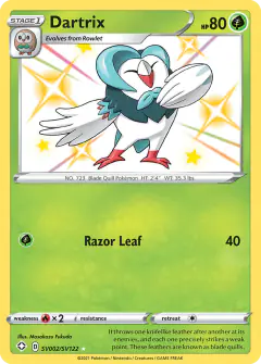 Dartrix SV002/SV122 Rare Shiny card from Shining Fates