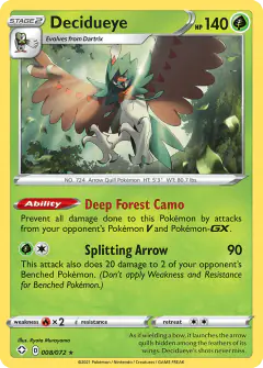 Decidueye 008/072 Rare Holo card from Shining Fates