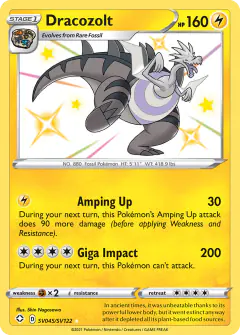 Dracozolt SV045/SV122 Rare Shiny card from Shining Fates
