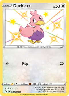 Ducklett SV095/SV122 Rare Shiny card from Shining Fates
