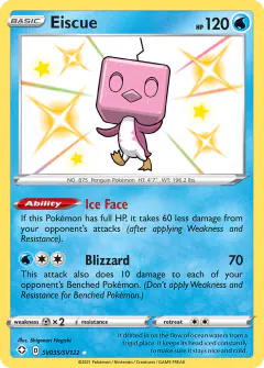 Eiscue SV035/SV122 Rare Shiny card from Shining Fates