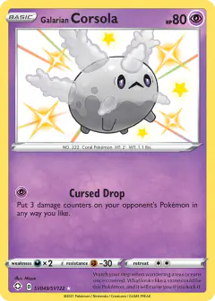 Galarian Corsola SV049/SV122 Rare Shiny card from Shining Fates