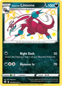 Galarian Linoone SV079/SV122 Rare Shiny card from Shining Fates
