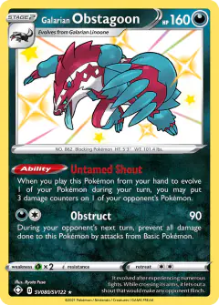Galarian Obstagoon SV080/SV122 Rare Shiny card from Shining Fates