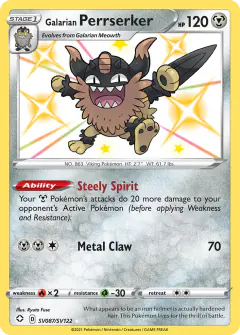 Galarian Perrserker SV087/SV122 Rare Shiny card from Shining Fates