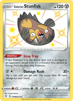 Galarian Stunfisk SV088/SV122 Rare Shiny card from Shining Fates