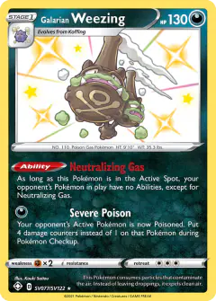 Galarian Weezing SV077/SV122 Rare Shiny card from Shining Fates
