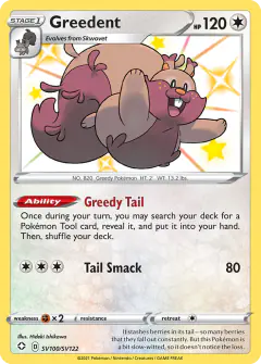 Greedent SV100/SV122 Rare Shiny card from Shining Fates