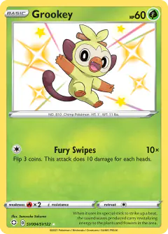 Grookey SV004/SV122 Rare Shiny card from Shining Fates