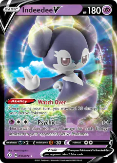Indeedee V 039/072 Rare Holo V card from Shining Fates