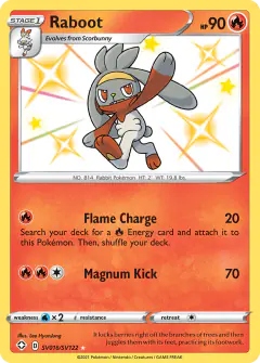 Raboot SV016/SV122 Rare Shiny card from Shining Fates