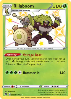 Rillaboom SV006/SV122 Rare Shiny card from Shining Fates