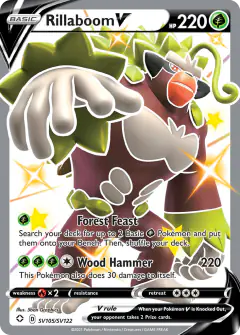 Rillaboom V SV105/SV122 Rare Holo V card from Shining Fates