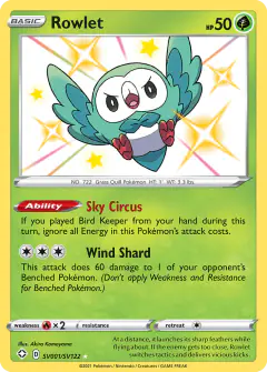 Rowlet SV001/SV122 Rare Shiny card from Shining Fates