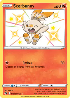Scorbunny SV015/SV122 Rare Shiny card from Shining Fates