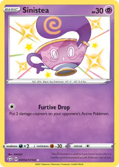 Sinistea SV052/SV122 Rare Shiny card from Shining Fates