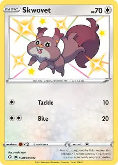 Skwovet SV099/SV122 Rare Shiny card from Shining Fates
