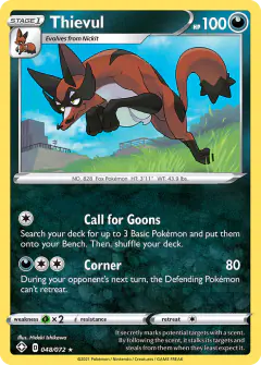 Thievul 048/072 Rare Holo card from Shining Fates