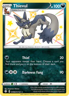 Thievul SV082/SV122 Rare Shiny card from Shining Fates