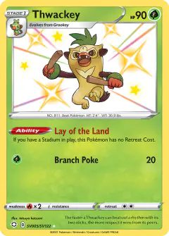Thwackey SV005/SV122 Rare Shiny card from Shining Fates