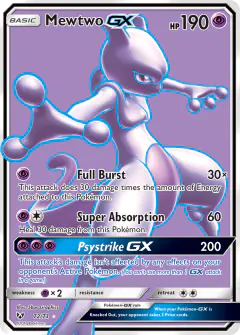 Mewtwo-GX 72/73 Rare Ultra card from Shining Legends