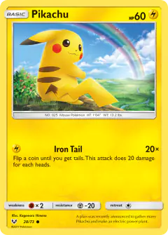 Pikachu 28/73 Common card from Shining Legends
