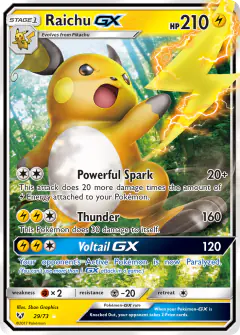 Raichu-GX 29/73 Rare Holo GX card from Shining Legends