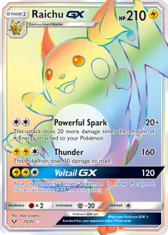 Raichu-GX 75/73 Rare Rainbow card from Shining Legends