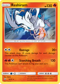 Reshiram 14/73 Rare Holo card from Shining Legends