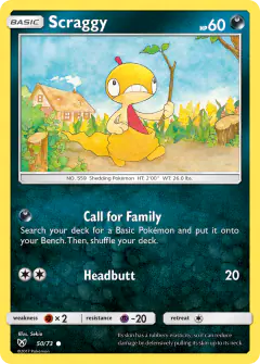 Scraggy 50/73 Common card from Shining Legends