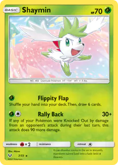 Shaymin 7/73 Rare Holo card from Shining Legends