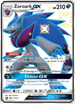 Zoroark-GX 77a/73 Rare Ultra card from Shining Legends