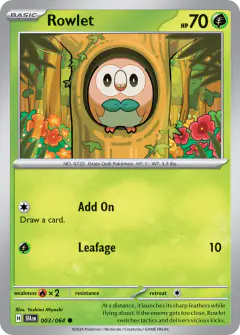 Rowlet 003/064 Common card from Shrouded Fable